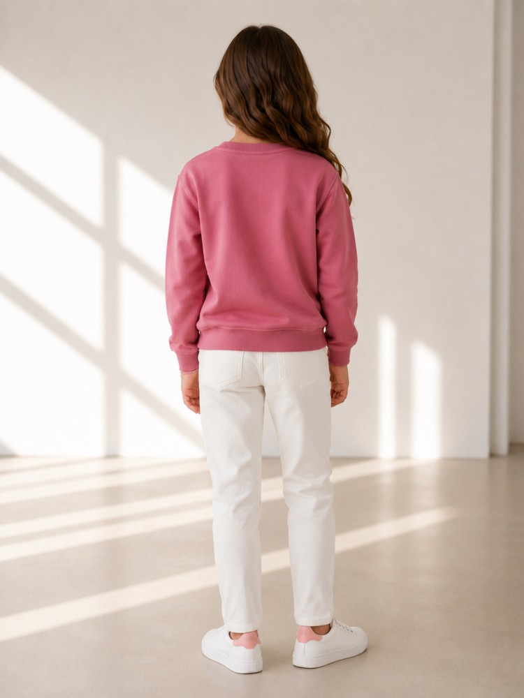 Kız Çocuk Gül Kurusu Sweatshirt görsel 4
