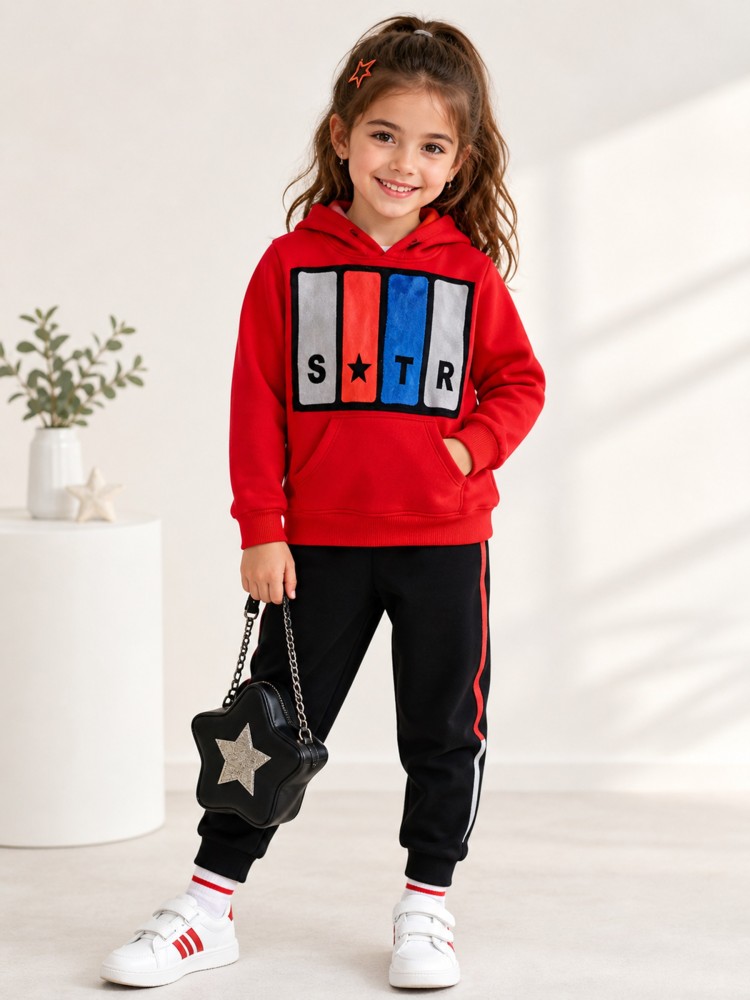 Kız Çocuk Kırmızı Sweatshirt görsel 2