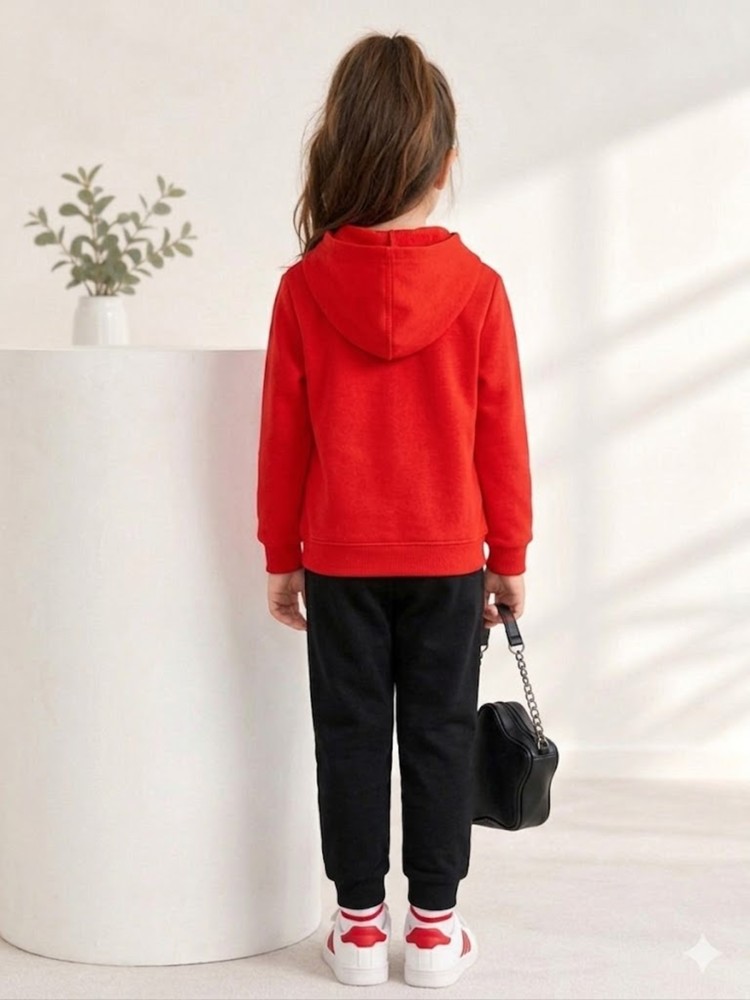 Kız Çocuk Kırmızı Sweatshirt görsel 4