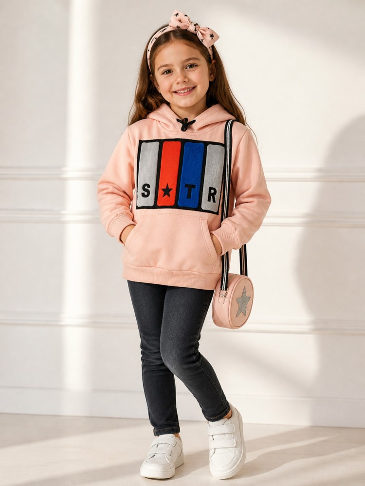 Kız Çocuk Pudra Sweatshirt görsel 2
