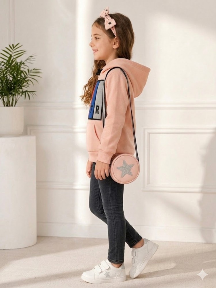 Kız Çocuk Pudra Sweatshirt görsel 3