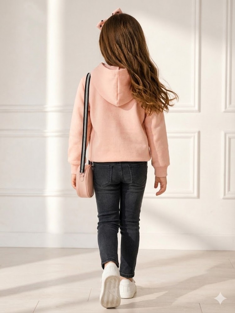 Kız Çocuk Pudra Sweatshirt görsel 4