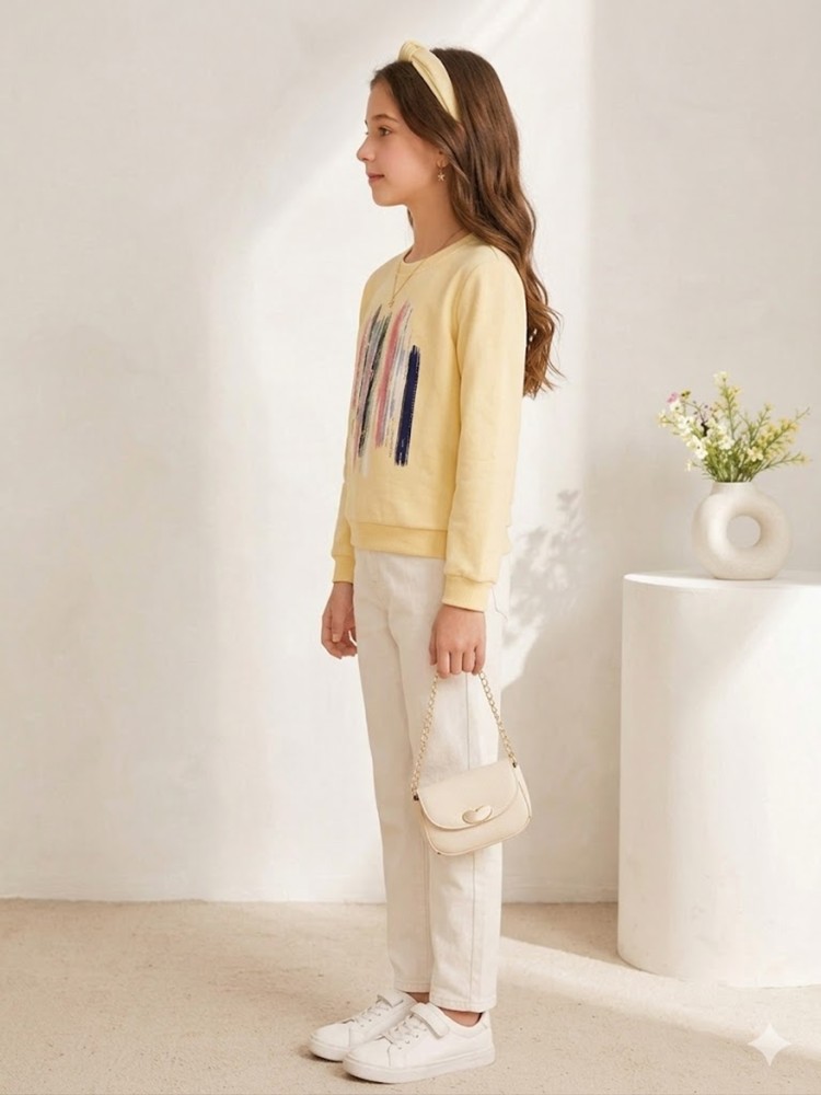 Kız Çocuk Sarı Sweatshirt görsel 3