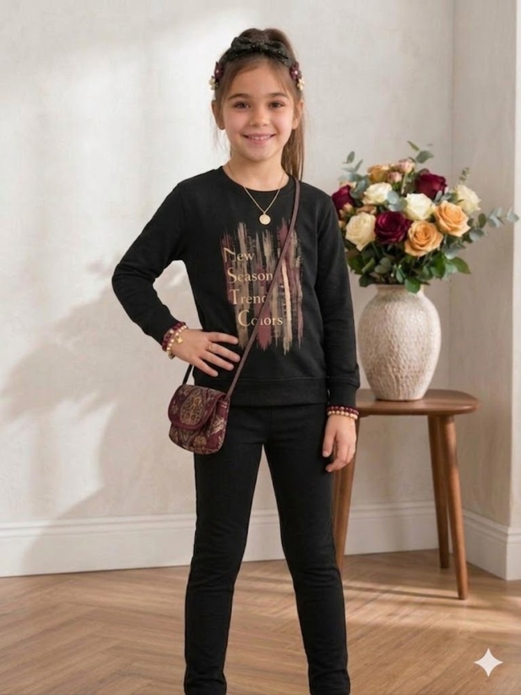 Kız Çocuk Siyah Sweatshirt