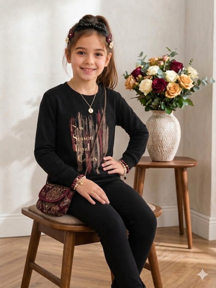 Kız Çocuk Siyah Sweatshirt görsel 2