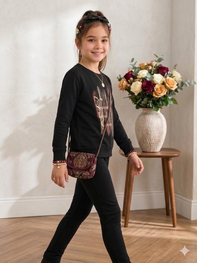 Kız Çocuk Siyah Sweatshirt görsel 3