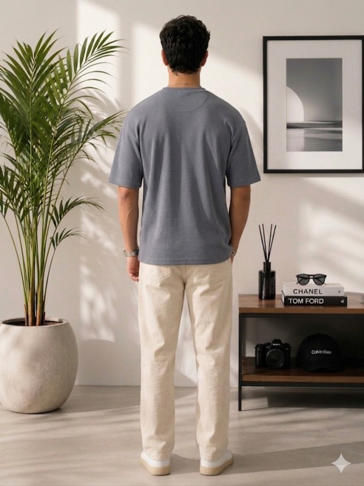 Erkek Antrasit Bisiklet Yaka Basic T-Shirt görsel 3