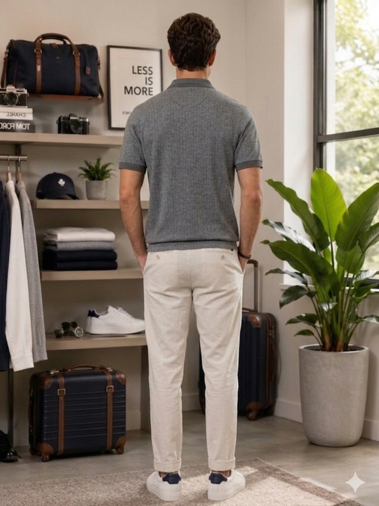 Erkek Antrasit Polo Yaka T-Shirt görsel 4