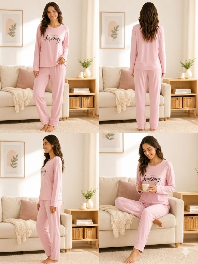 Kadın Pudra Pijama Takımı görsel 4