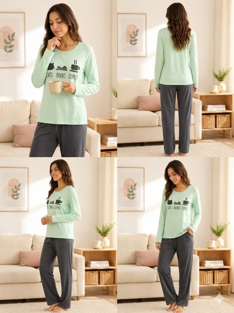 Kadın Yeşil Pijama Takımı görsel 4
