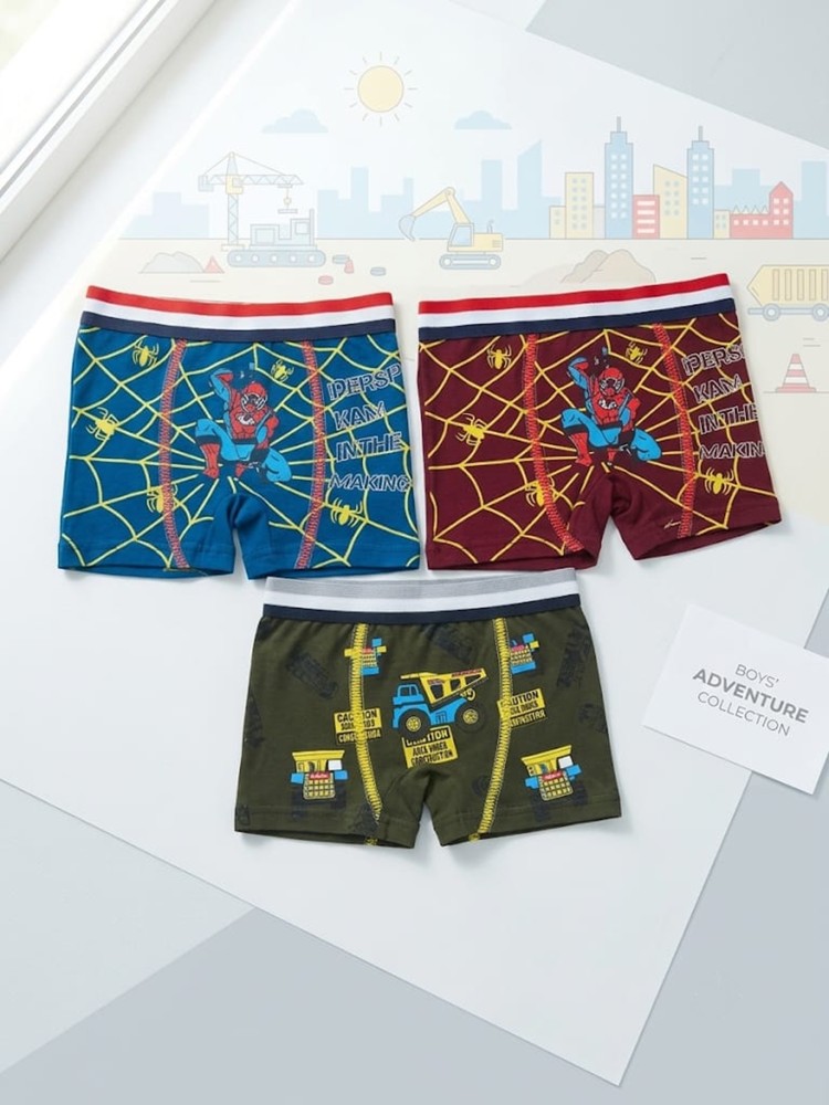 Erkek Çocuk Renkli Pamuklu Boxer 3 ' Lü Paket