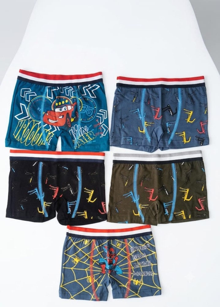 Erkek Çocuk Renkli Pamuklu Boxer 5 ' Li Paket