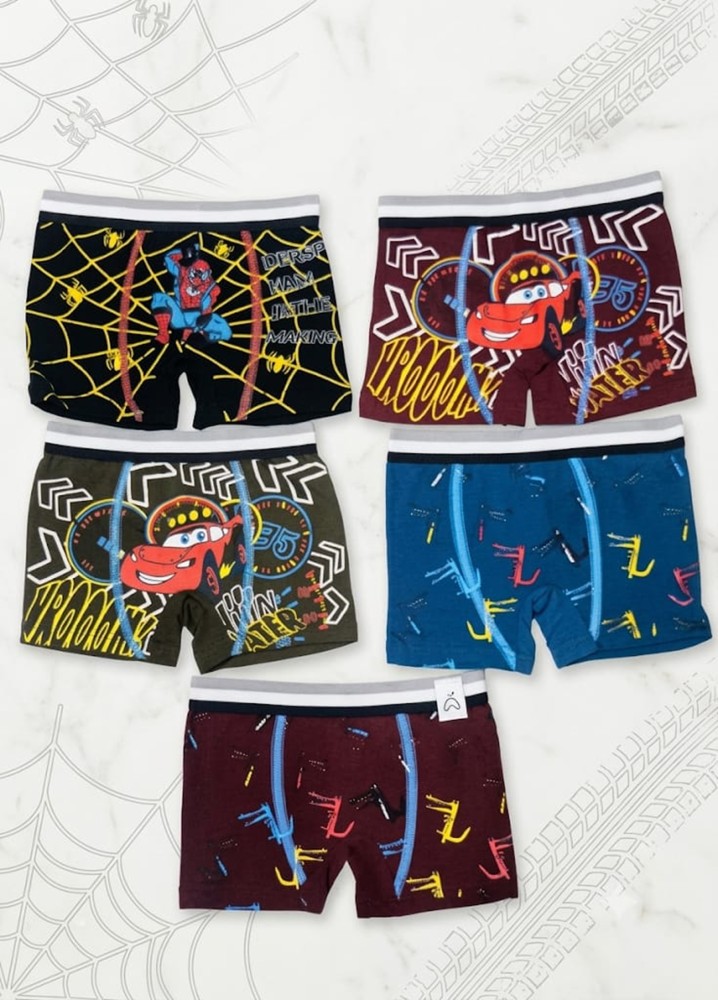 Erkek Çocuk Renkli Pamuklu Boxer 5 ' Li Paket