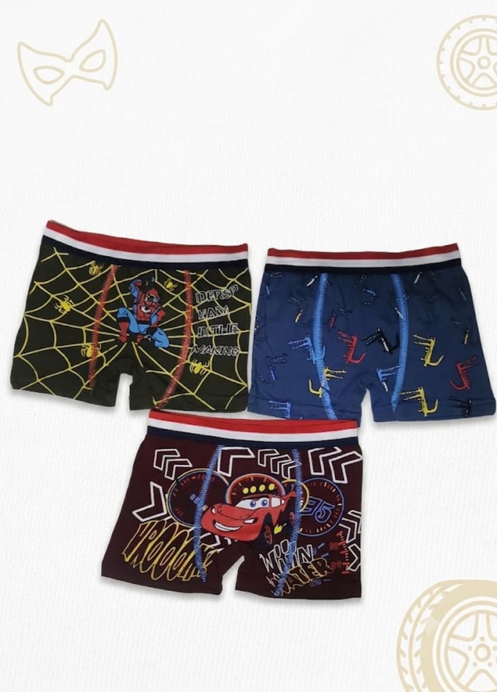 Erkek Çocuk Renkli Pamuklu Boxer 3 ' Lü Paket