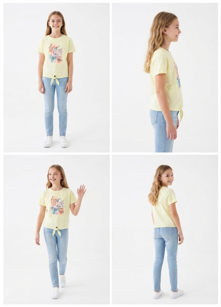 Kız Çocuk Sarı T-Shirt 00666SR görsel 4
