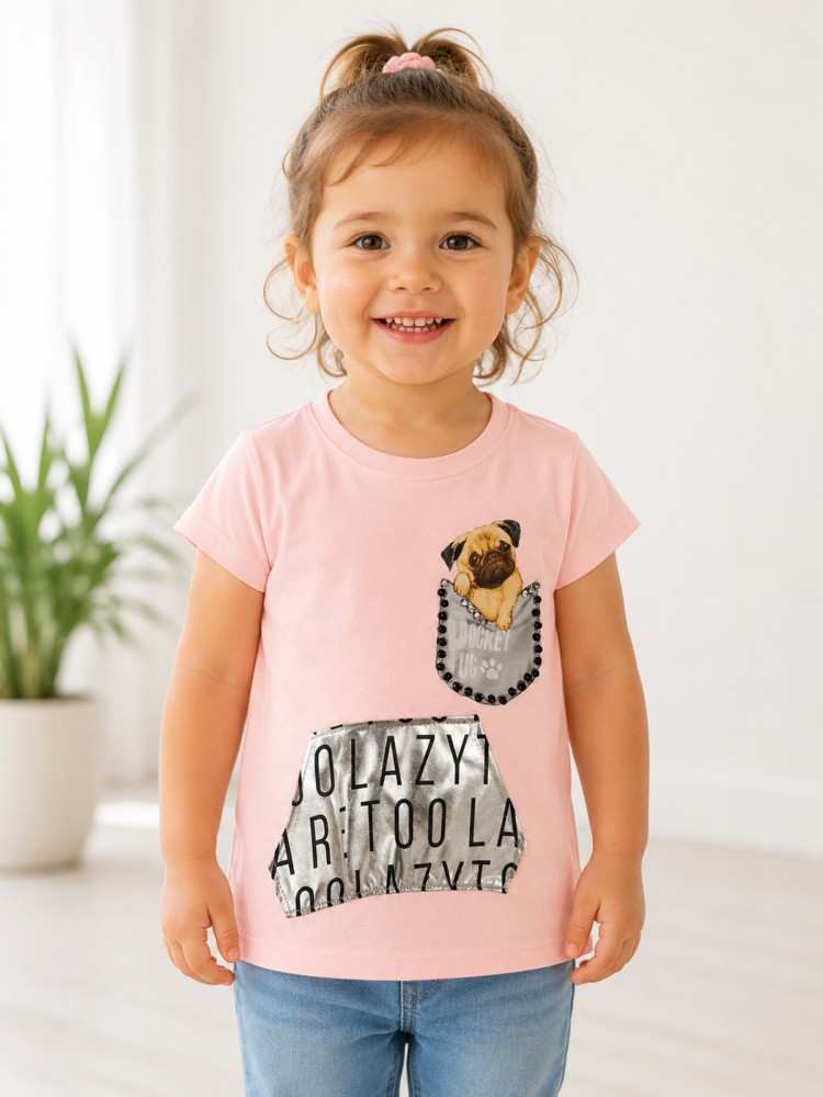 Kız Çocuk Pembe T-Shirt 00677PB