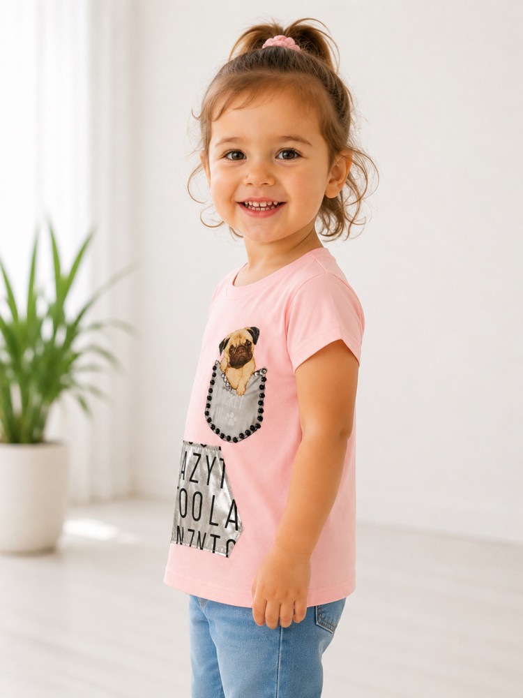 Kız Çocuk Pembe T-Shirt 00677PB görsel 2