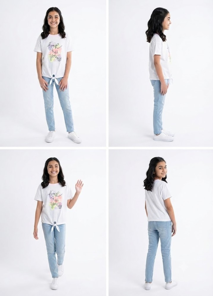 Kız Çocuk Beyaz T-Shirt görsel 4