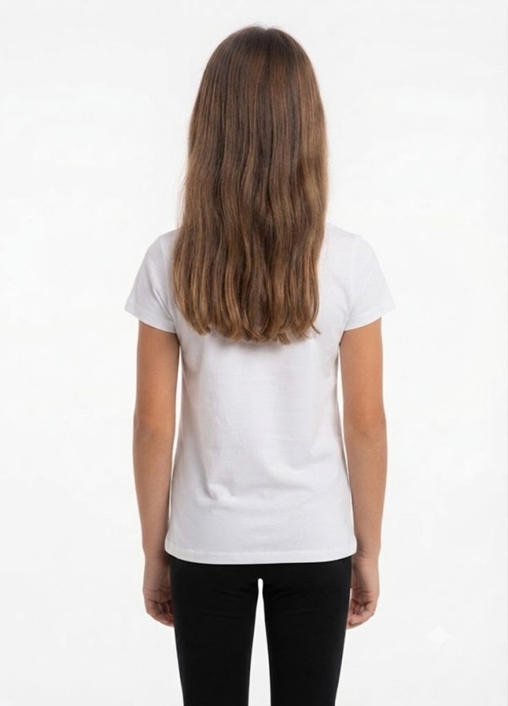 Kız Çocuk Beyaz T-Shirt görsel 3