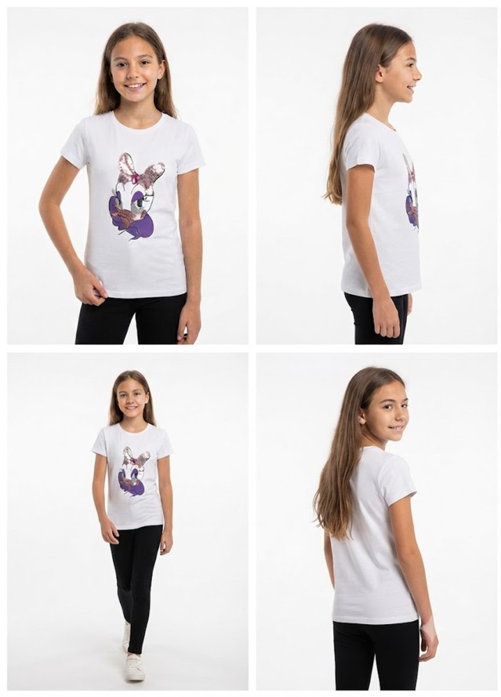 Kız Çocuk Beyaz T-Shirt görsel 4