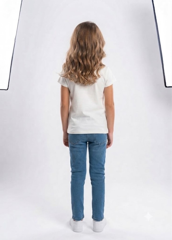 Kız Çocuk Beyaz T-Shirt görsel 3