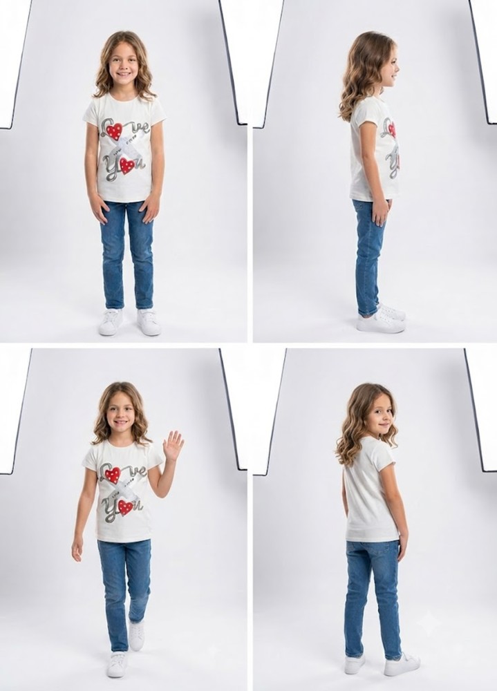 Kız Çocuk Beyaz T-Shirt görsel 4