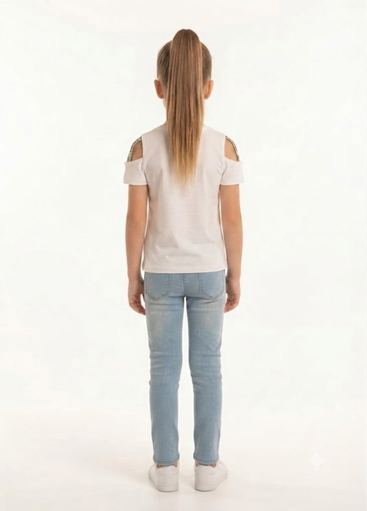 Kız Çocuk Beyaz T-Shirt görsel 3