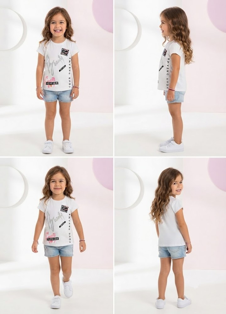 Kız Çocuk Beyaz T-Shirt görsel 4