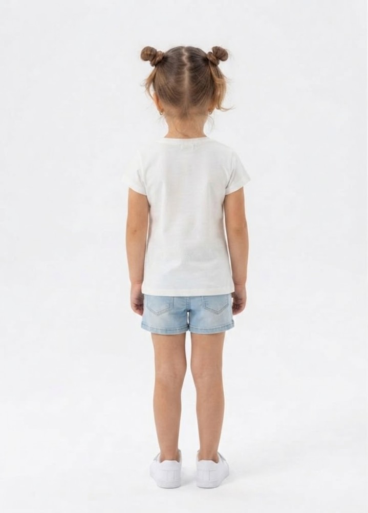 Kız Çocuk Beyaz T-Shirt görsel 3