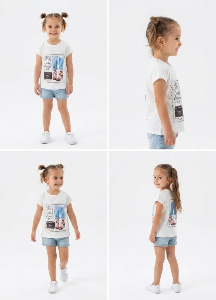 Kız Çocuk Beyaz T-Shirt görsel 4