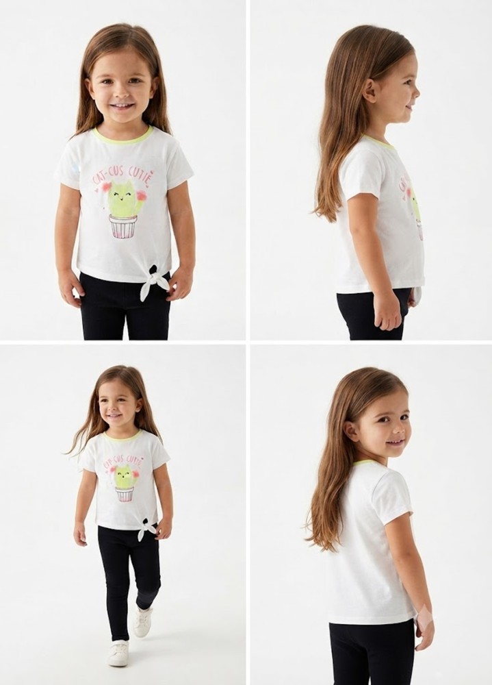 Kız Çocuk Beyaz T-Shirt görsel 4