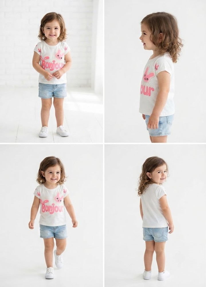 Kız Çocuk Beyaz T-Shirt görsel 4