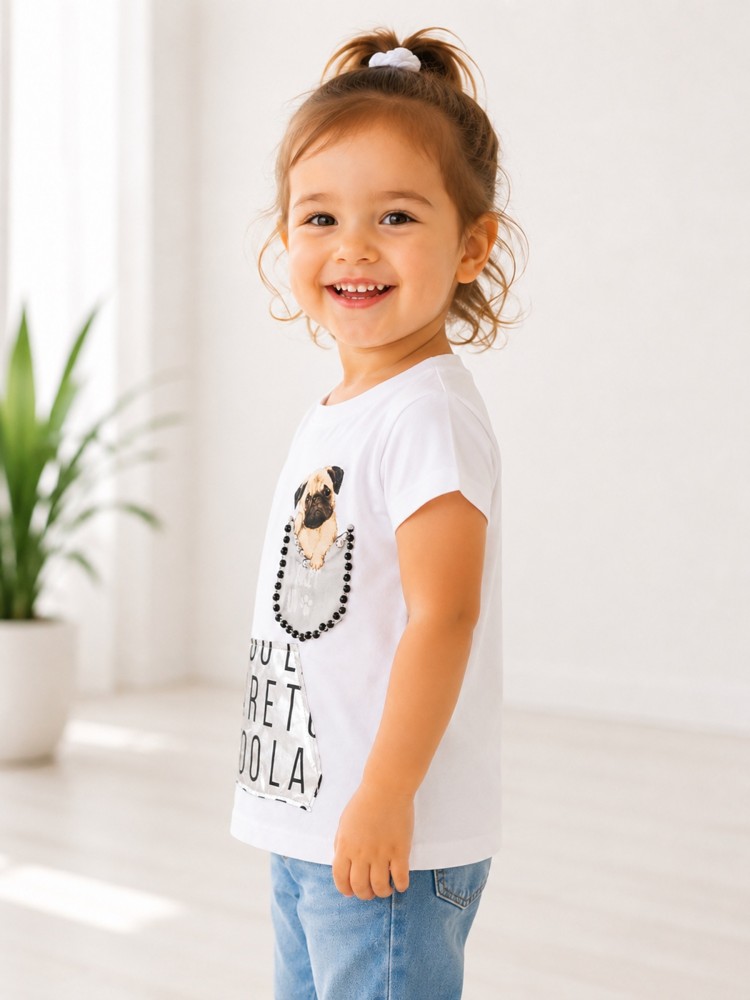 Kız Çocuk Beyaz T-Shirt görsel 2