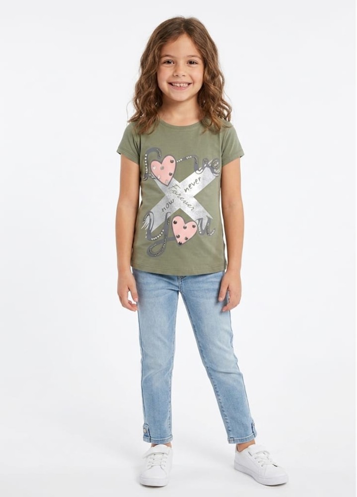 Kız Çocuk Haki T-Shirt