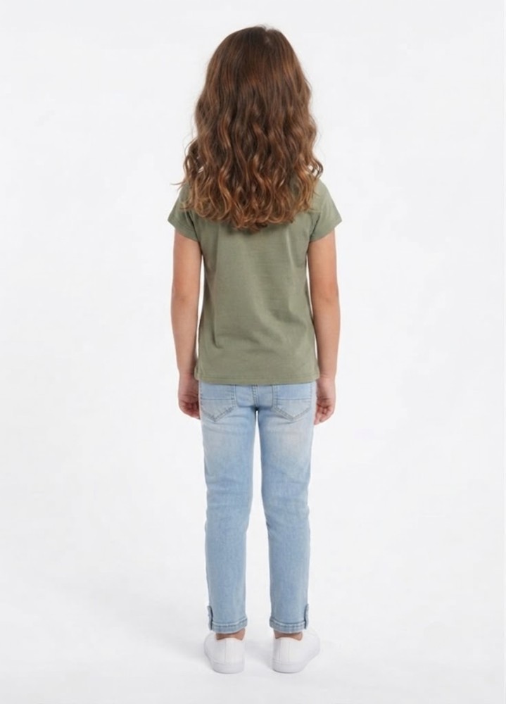 Kız Çocuk Haki T-Shirt görsel 3