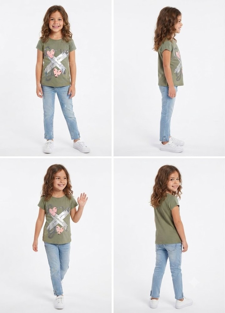 Kız Çocuk Haki T-Shirt görsel 4