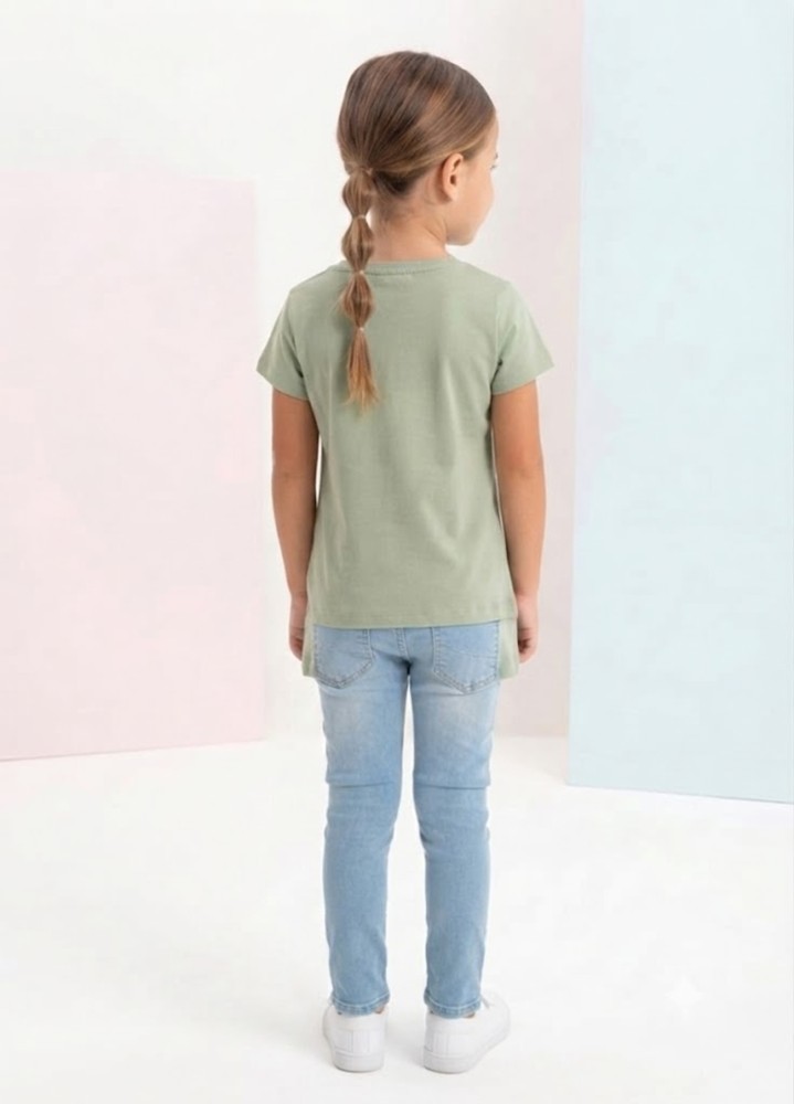 Kız Çocuk Yeşil T-Shirt görsel 3