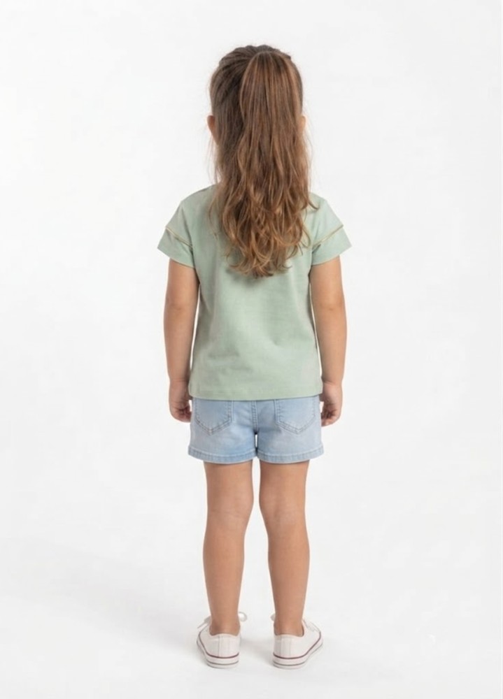Kız Çocuk Yeşil T-Shirt görsel 3