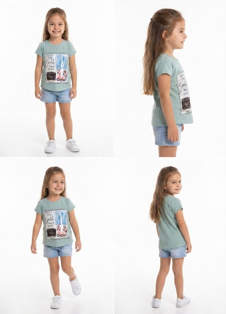 Kız Çocuk Yeşil T-Shirt görsel 4