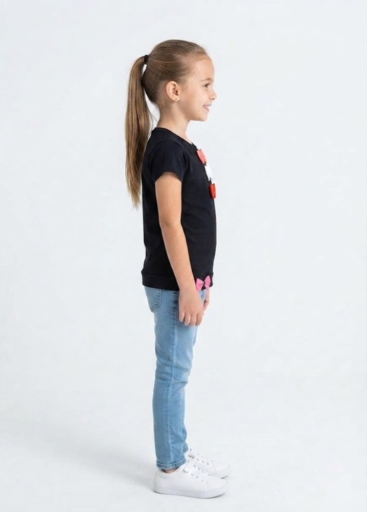 Kız Çocuk Siyah T-Shirt görsel 2
