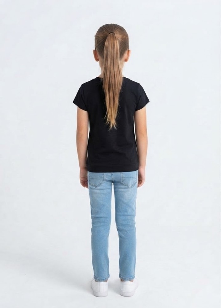 Kız Çocuk Siyah T-Shirt görsel 3
