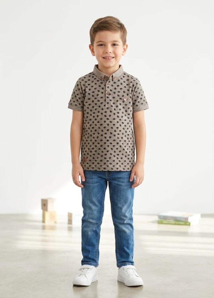 Erkek Çocuk Bej Polo Yaka T-Shirt