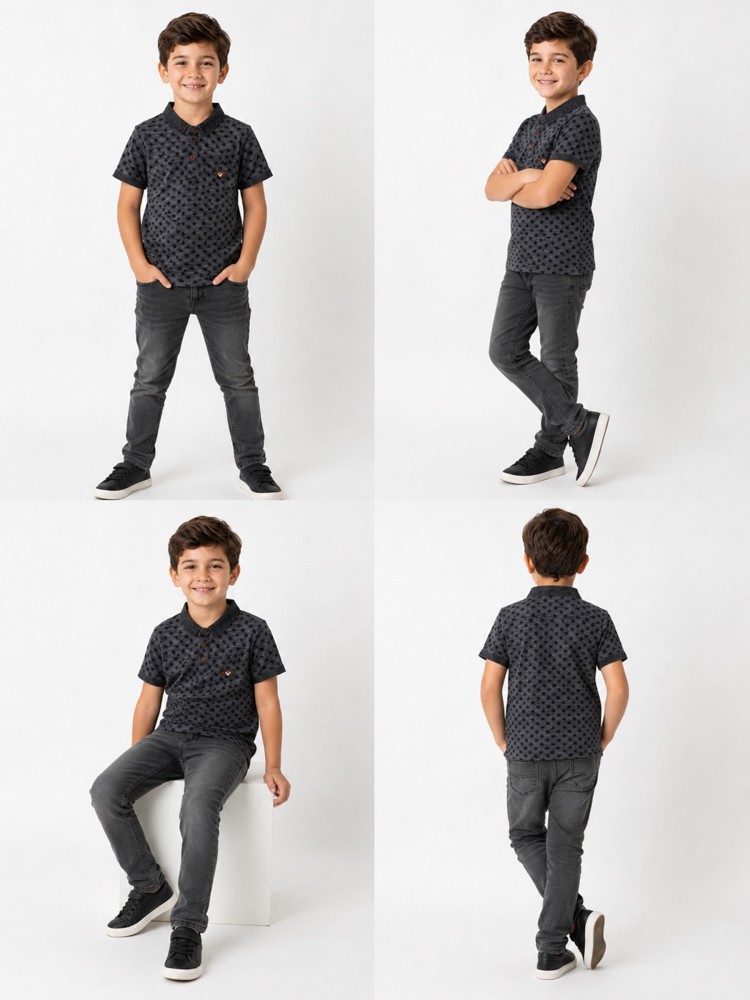 Erkek Çocuk Gri Polo Yaka T-Shirt 00705GR görsel 4