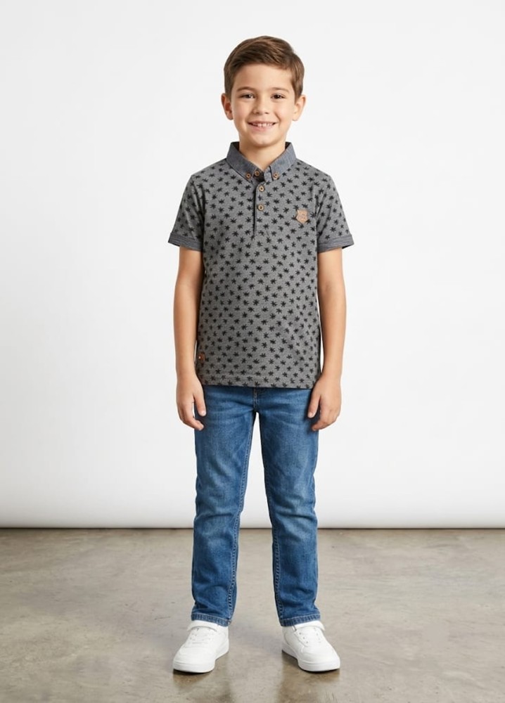 Erkek Çocuk Gri Polo Yaka T-Shirt