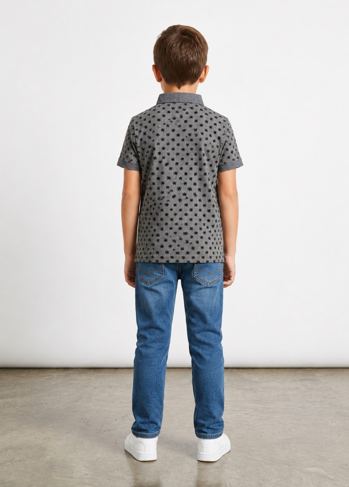 Erkek Çocuk Gri Polo Yaka T-Shirt görsel 3