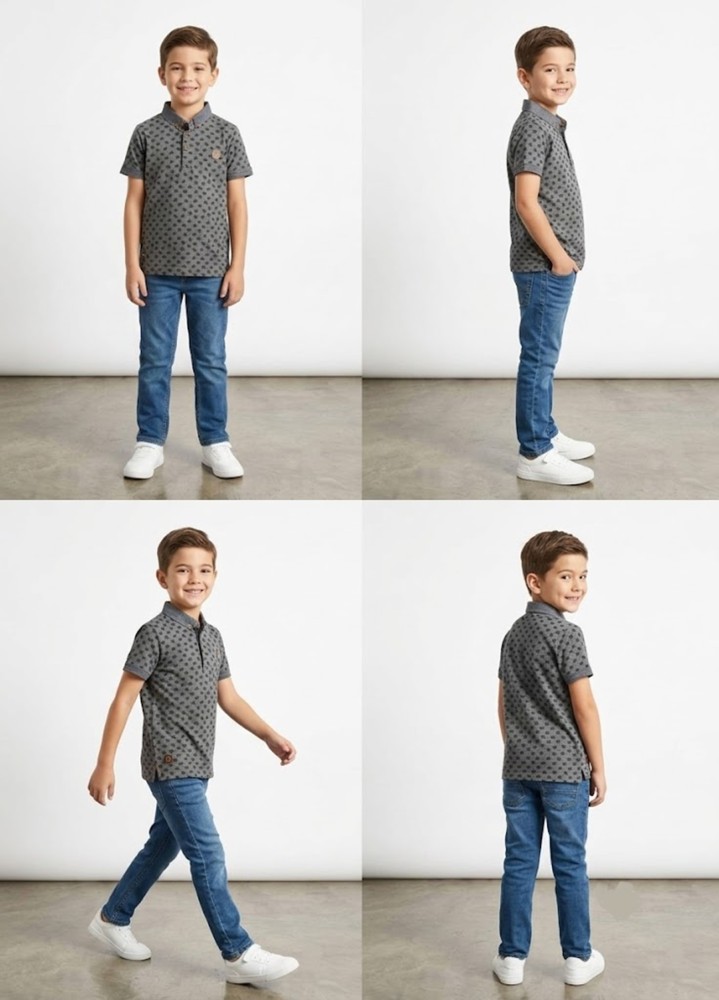 Erkek Çocuk Gri Polo Yaka T-Shirt görsel 4