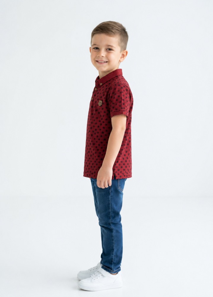 Erkek Çocuk Bordo Polo Yaka T-Shirt görsel 2