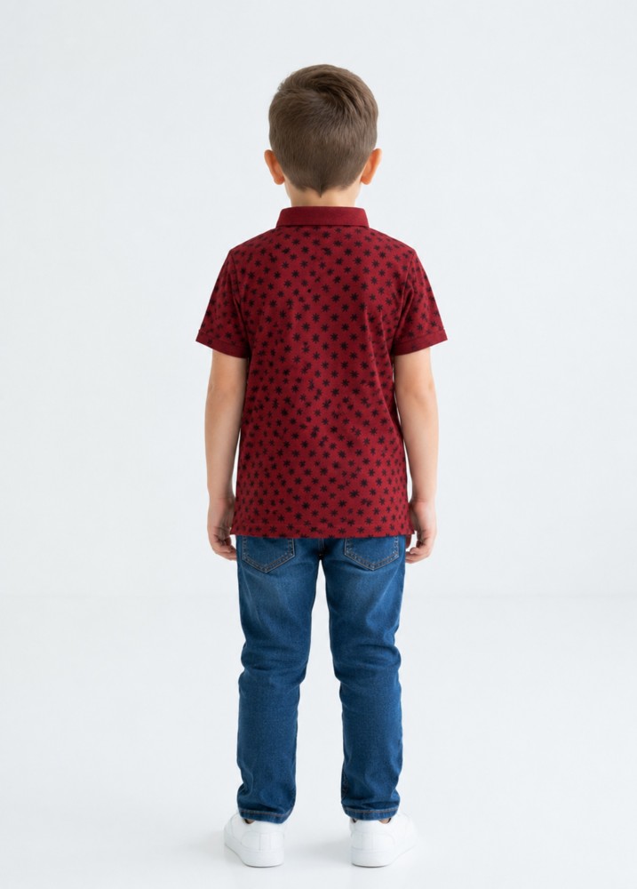 Erkek Çocuk Bordo Polo Yaka T-Shirt görsel 3