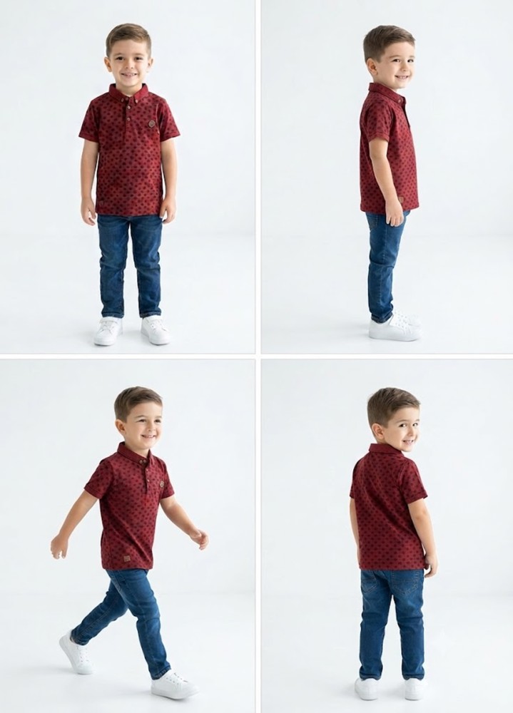 Erkek Çocuk Bordo Polo Yaka T-Shirt görsel 4