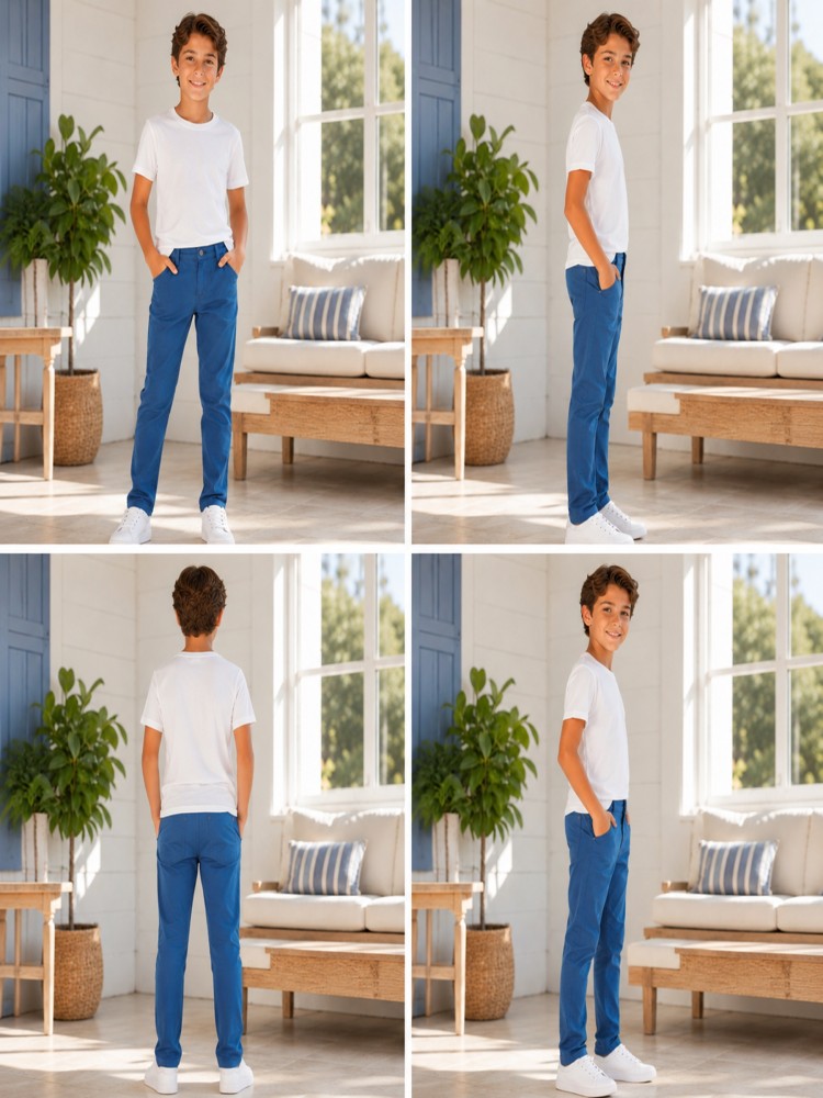 Erkek Çocuk İndigo Keten Pantolon görsel 4